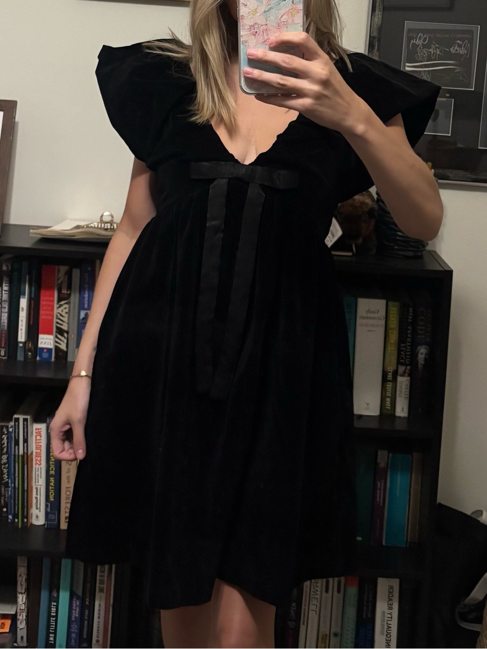 Anthropologie Viral Black Velvet Mini Dress - Picture 3 of 4